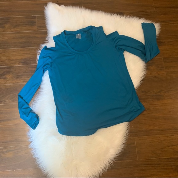 CALIA Carrie Underwood Brand Top Cold Shoulder Shirt XL Blue Long Sleeve - Picture 3 of 10